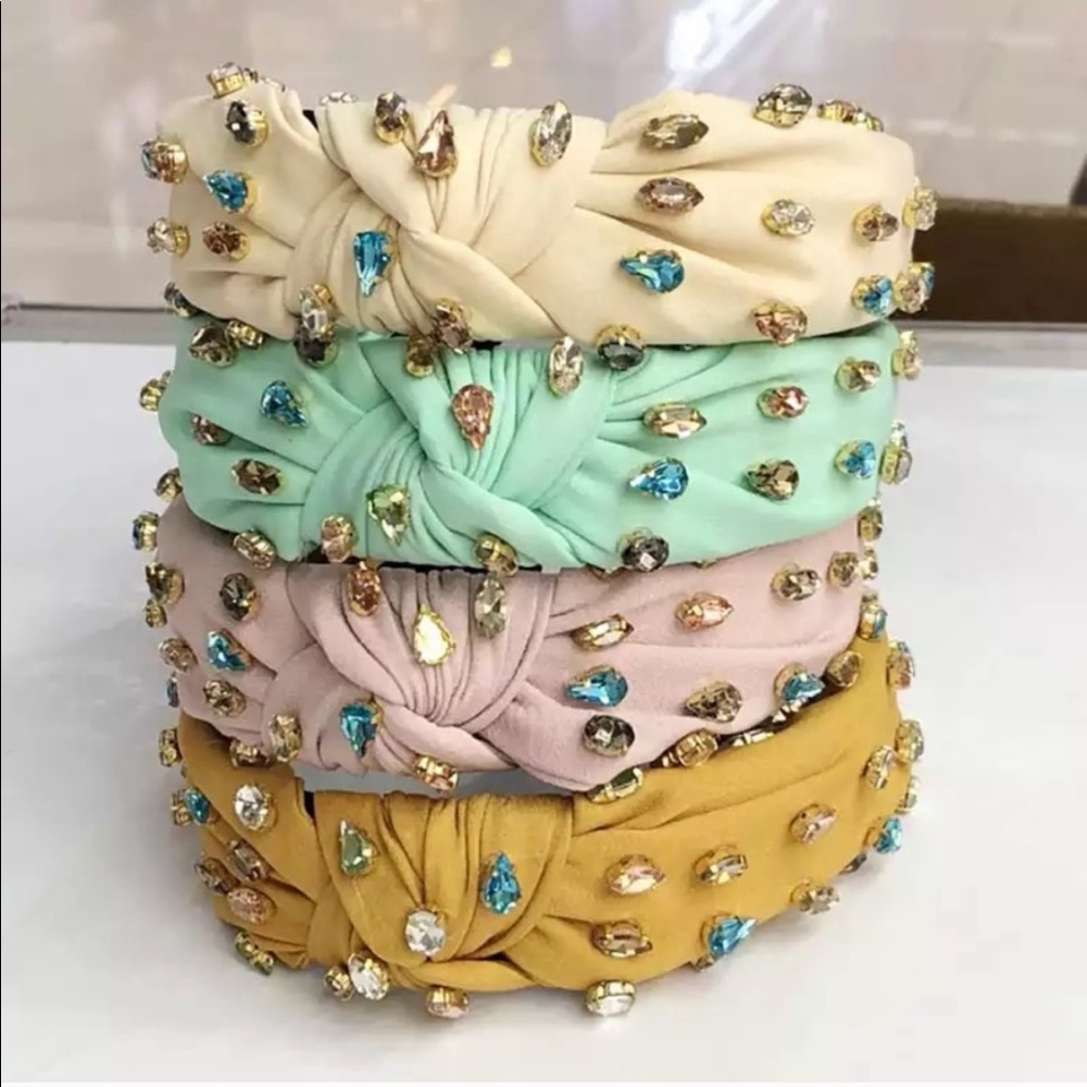 Yellow beaded headband